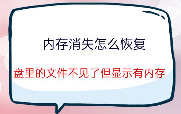 内存消失怎么恢复 盘里的文件不见了但显示有内存？